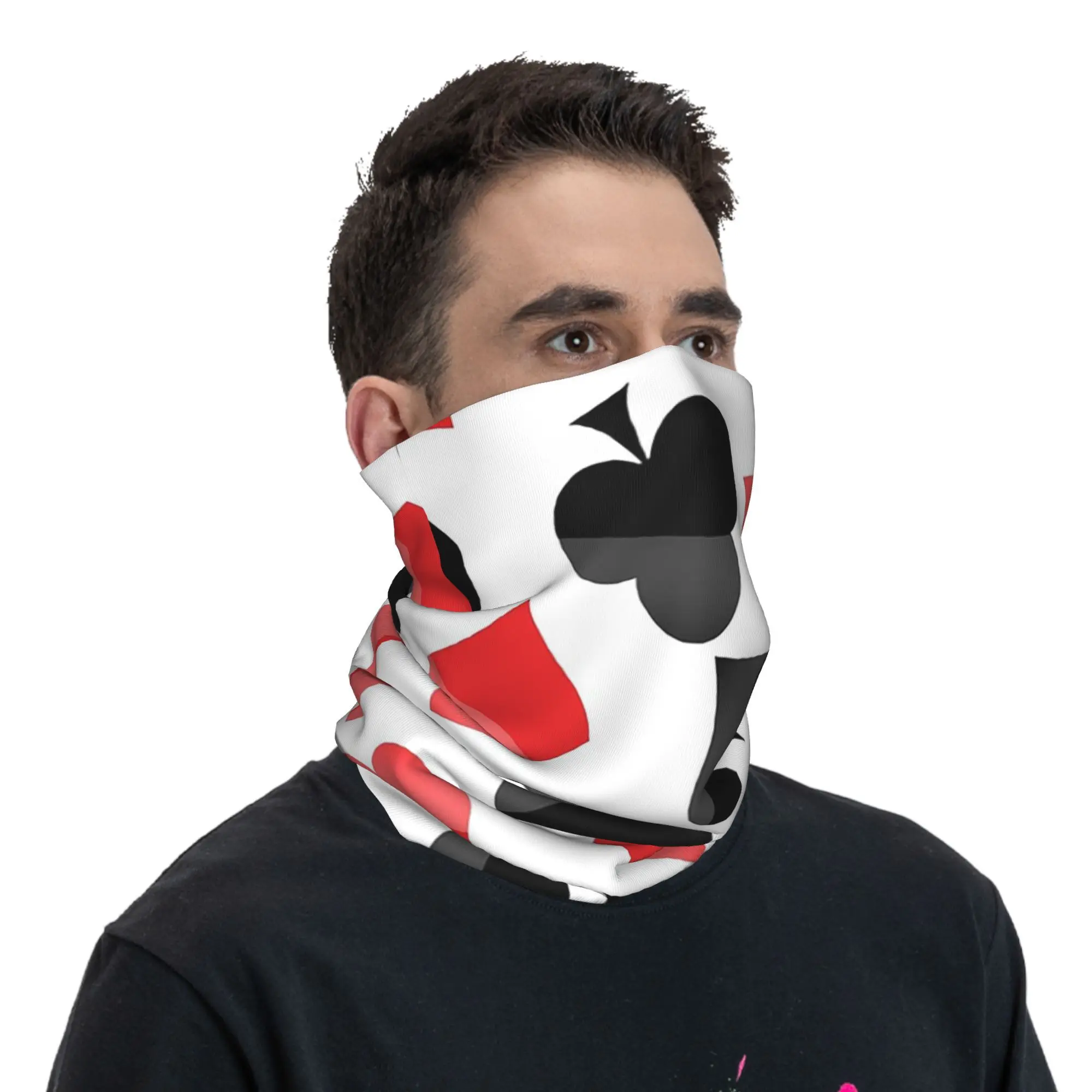 카드 심볼 Bandana Neck Gaiter 인쇄 된 랩 스카프 따뜻한 모자 하이킹 낚시 남성 여성 성인 올 시즌