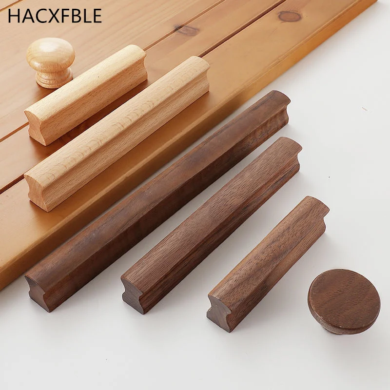 Minimalist Walnut Wooden Furniture Handle Drawer Knob Kitchen Cabinets Pulls Long Handle Cabinets and Drawers Knob Wardrobe Pull