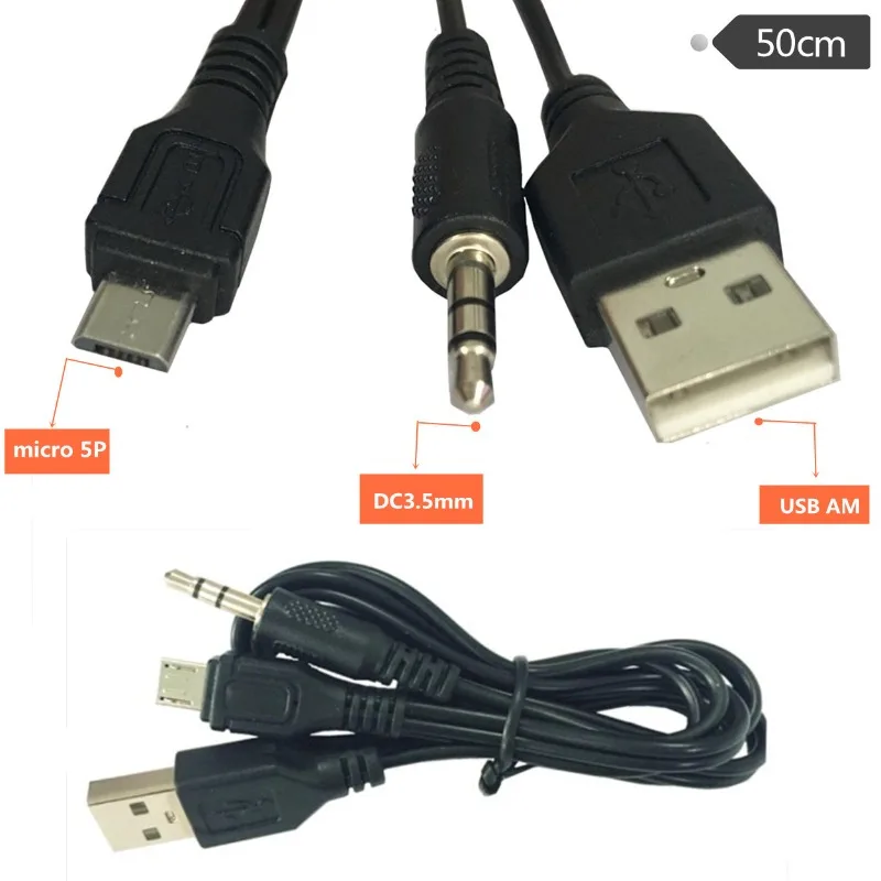 One To Two Audio Cable, Small Speaker USB + 3.5 + Mini 5P Speaker Cable, One To Two Audio Cable