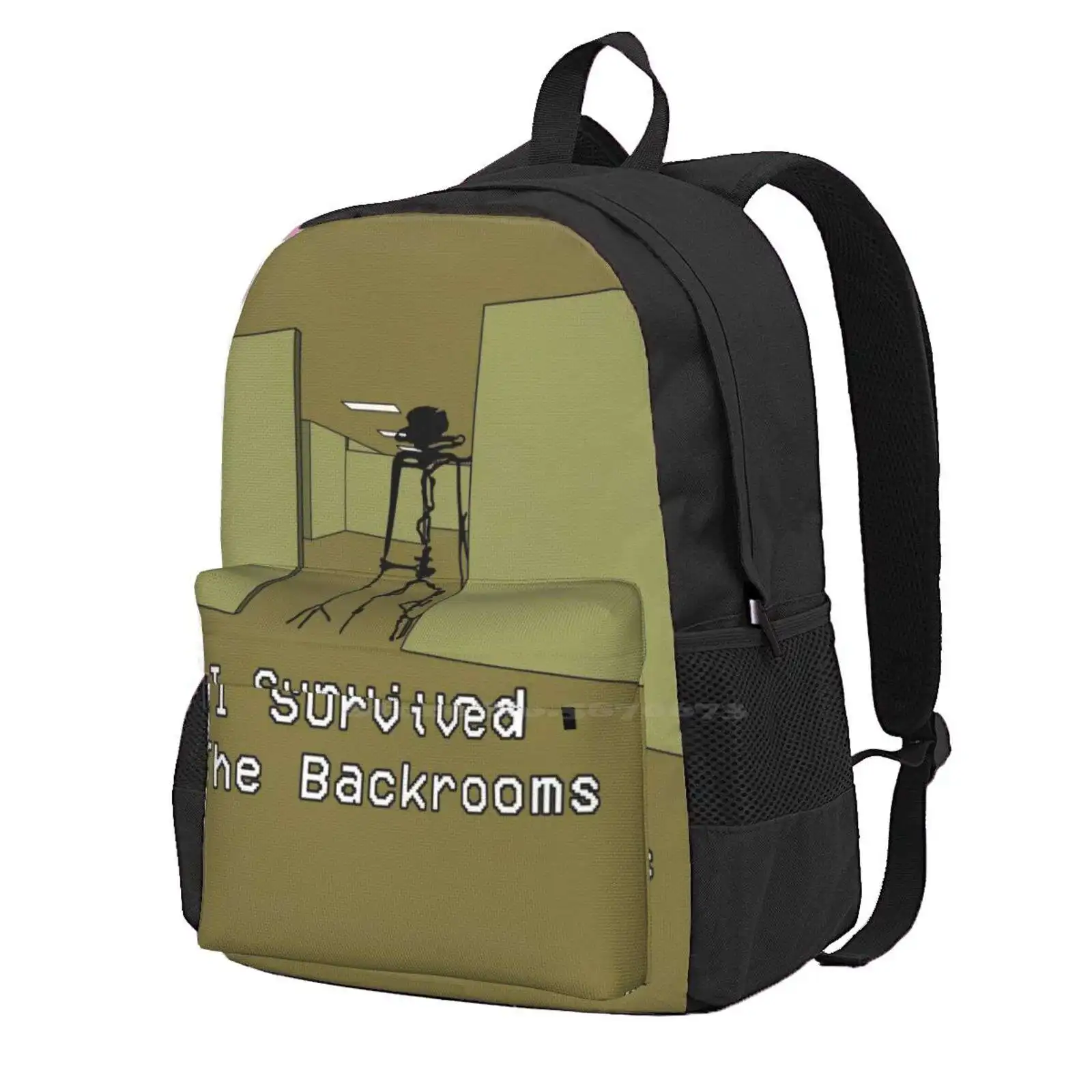 I Survived The Backrooms Large Capacity School Backpack Laptop Bags The Backrooms Creepypasta Youtube Yellow Monster