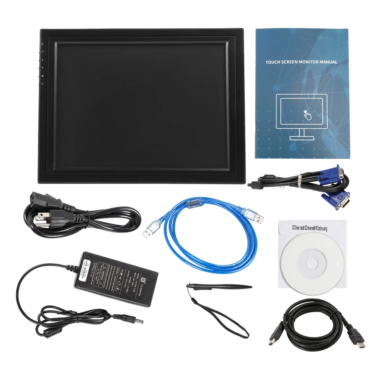 Portable 17" Touch Screen LCD Display LED Monitor USB VGA POS Windows7/8/10 1280*1024 for POS/PC