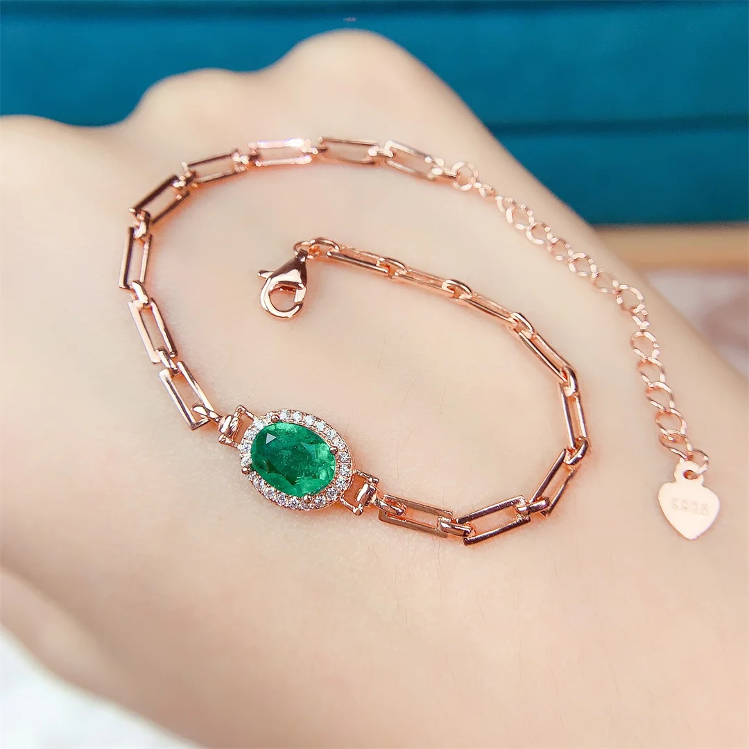 Stunning Natural Emerald S925 Silver Bracelets –Chic & Sophisticated Women’s Fashion Jewelry