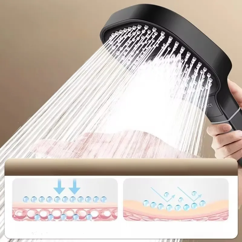 New 13CM Large Panel 3 Modes Shower Head High Pressure Water Massage Shower With Head Filter Element Bathroom Accessories