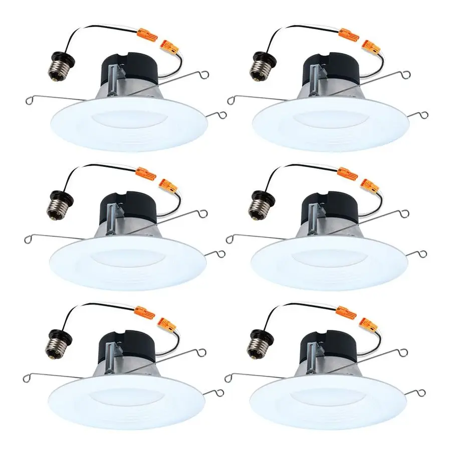 

Светодиодные встраиваемые светильники 5 и 6 дюймов с 5 цветовыми температурами, диммируемые потолочные светильники с рассеивателем, 6 штук в упаковке. 750 люмен LT560