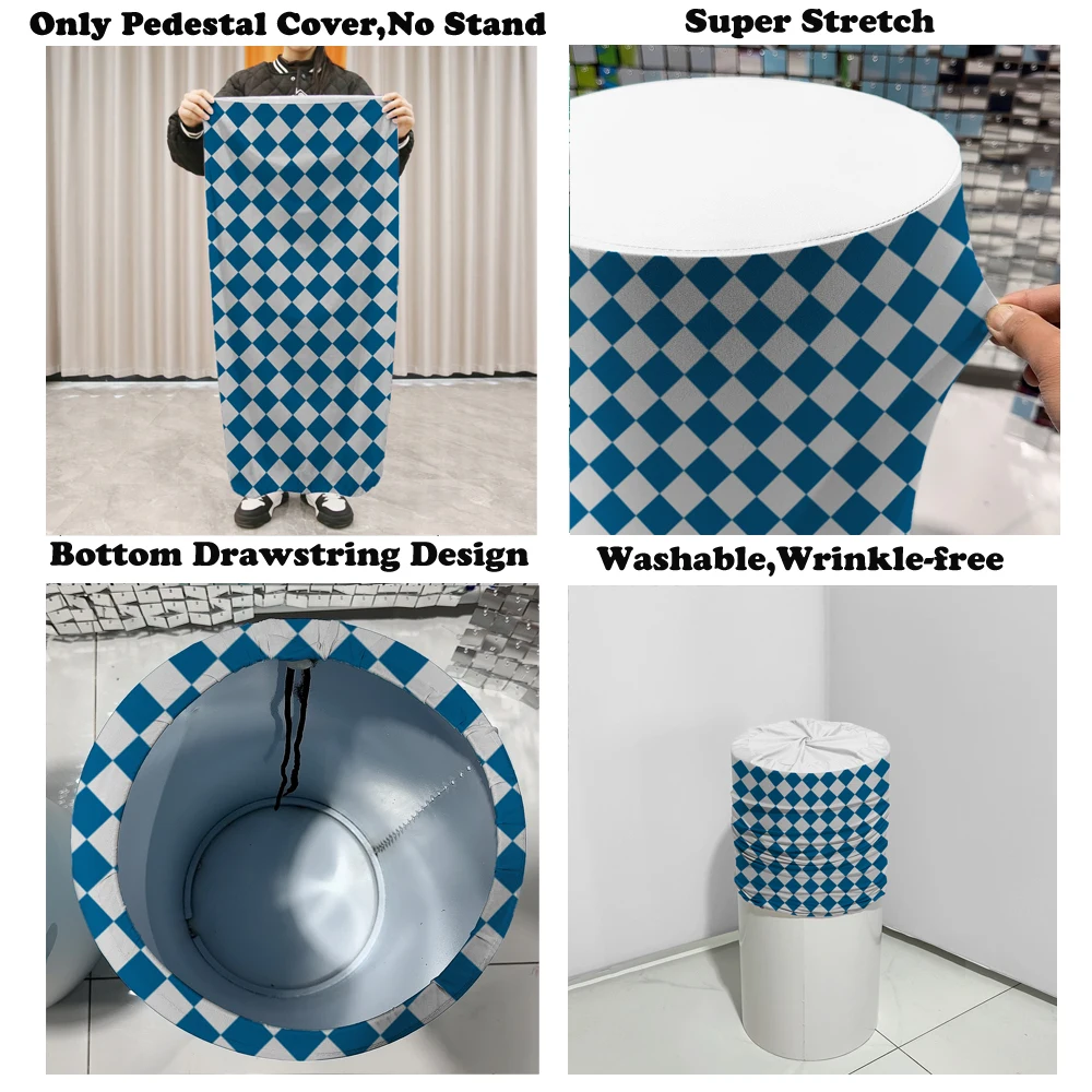 الأزرق المعين منقوشة اسطوانة طيدة يغطي للطفل ليتل بوس حفلات أعياد ميلاد ديكور بسط الركيزة غطاء مفرش المائدة الدعائم