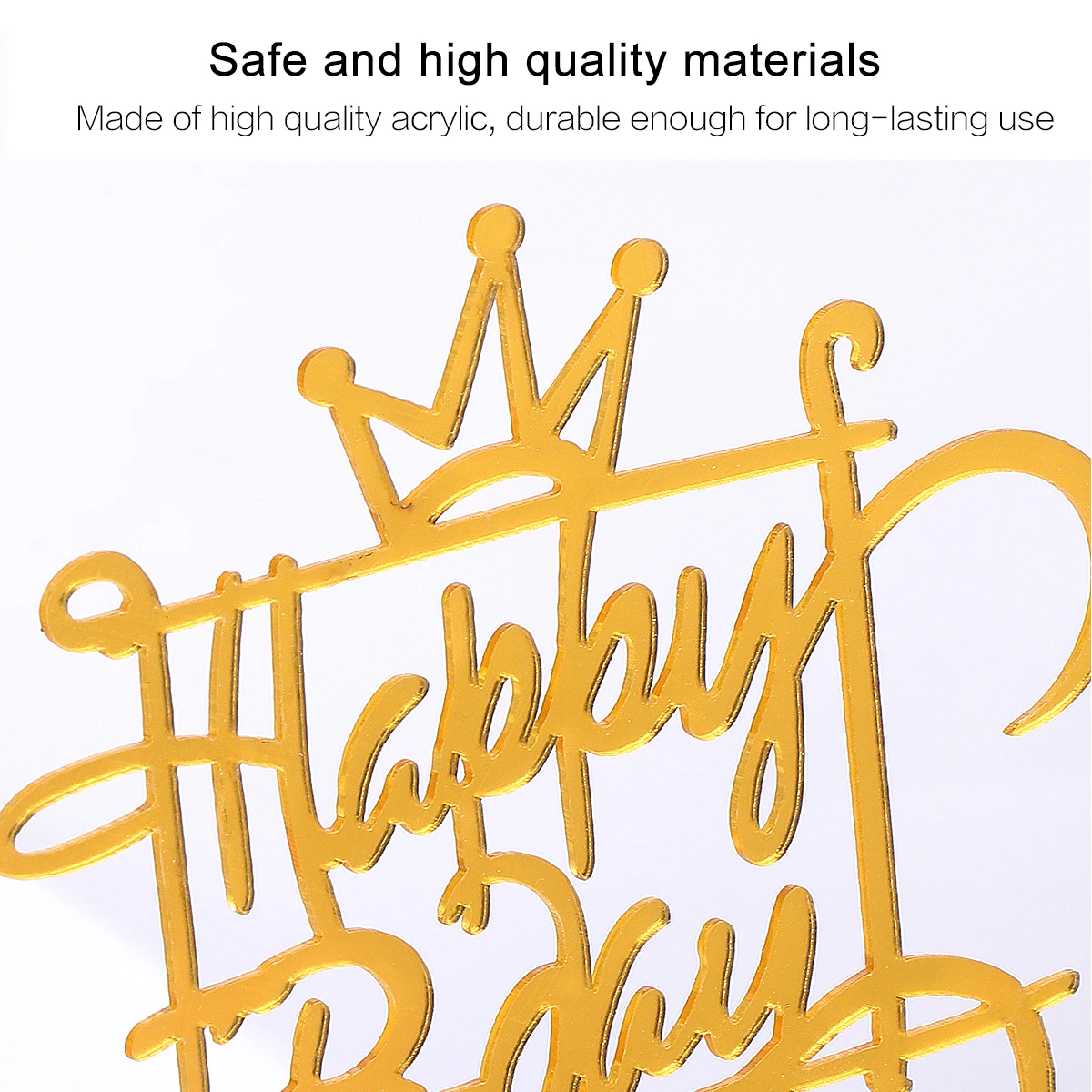 

10pcs Cake Toppers Acrylic Decorations Golden Party Supplies Fashion Dessert Cupcake Toppers Exquisite Letter Style