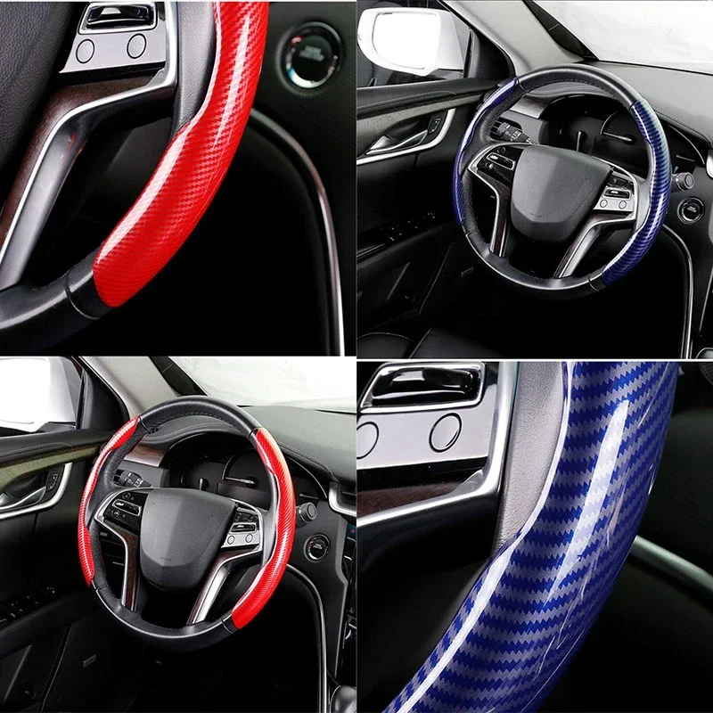 2024 For Tesla Model 3 Highland Model Y 3 S X Car Steering Wheel Cover Carbon Fiber Texture  Water Transfer Printing Interior