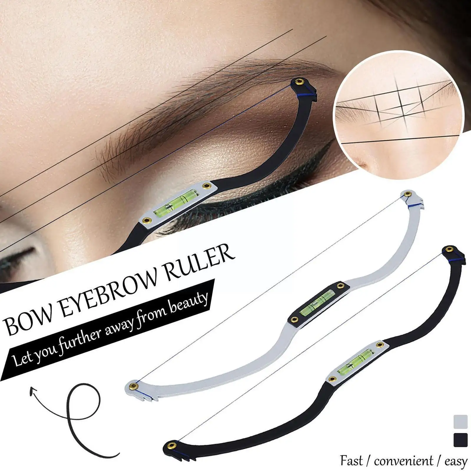 

Microblading Permanent Makeup Bow and Arrow Line Ruler Black Measuring Brow String Pre Inked Tattoo PMU for Eyebrow Mapping