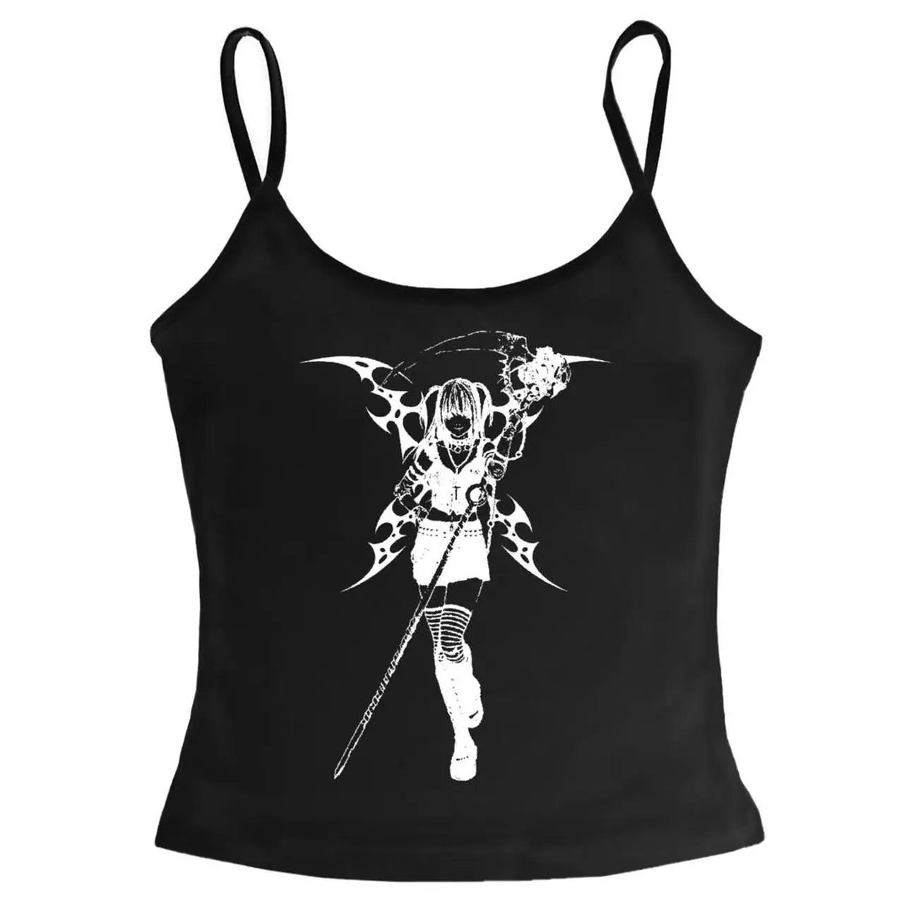 2000s Gothic Tank Top Sexy Women Summer Camis Punk Y2K Harajuku Sleeveless Printed Tights Vest Femme Streetwear Graphic EMO Girl
