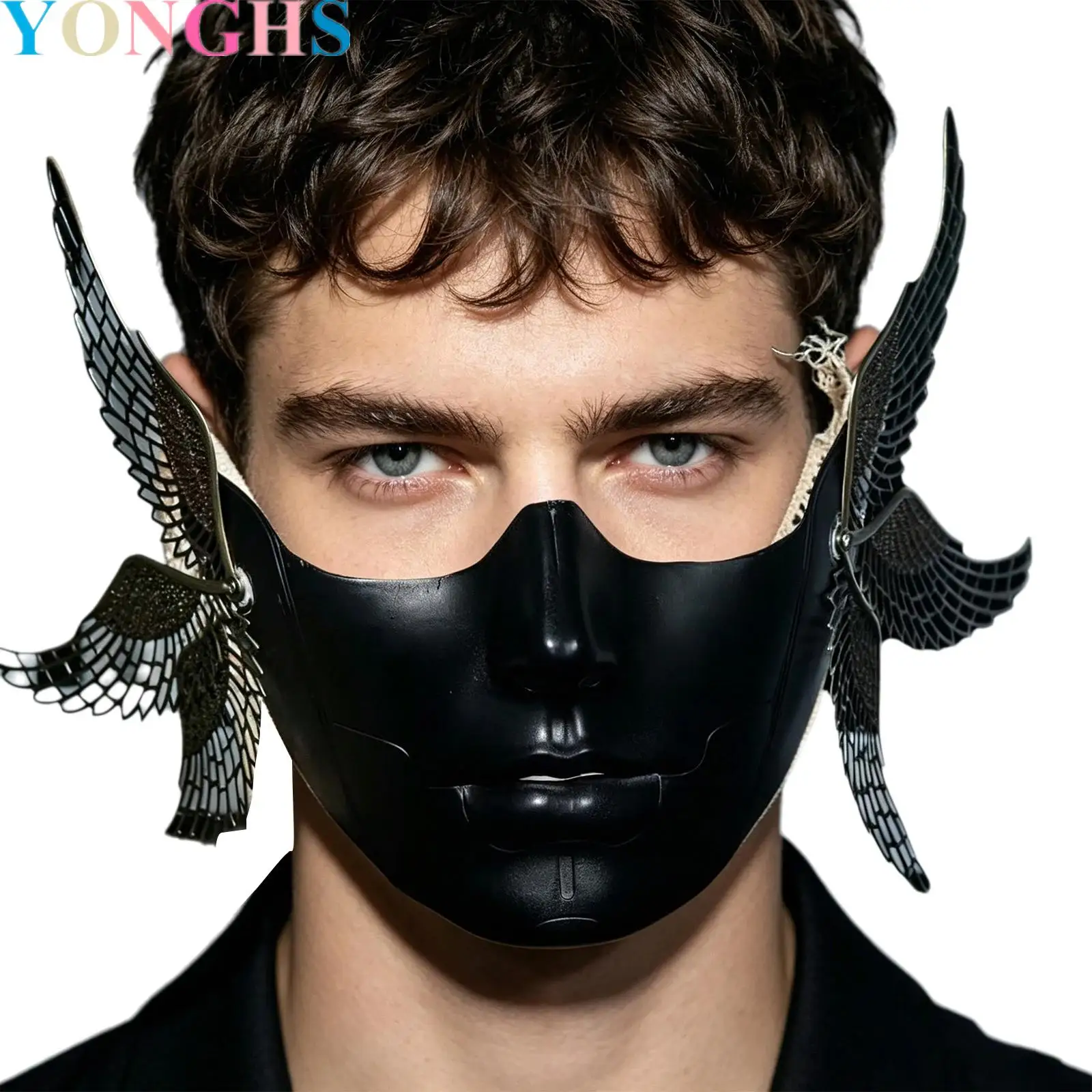 

Men Women Cyber Punk Half Face Lower-face Beauty Mask Robot Face Accessories for Halloween Party Costumes Accessories