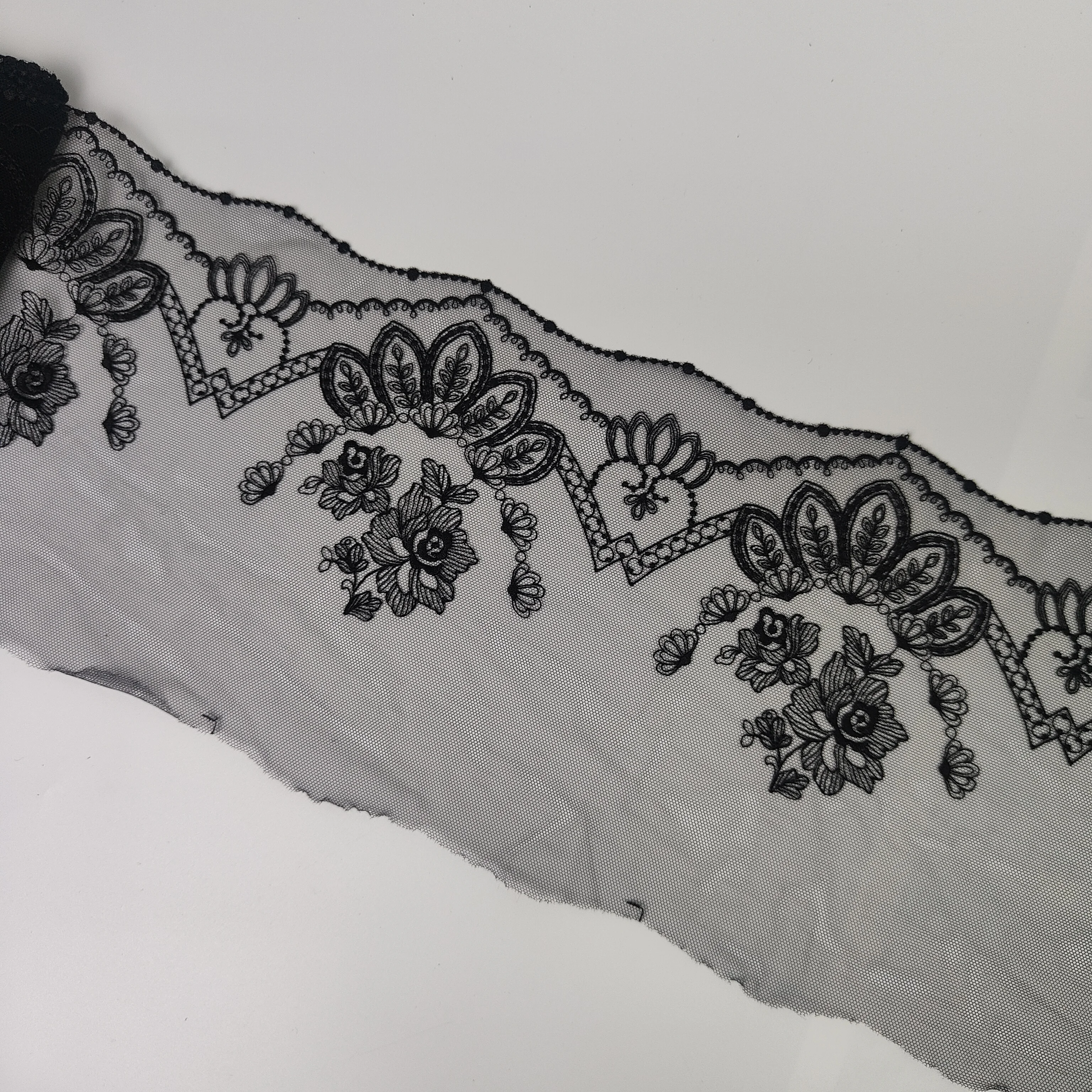 ブラックヴィンテージ刺繍メッシュレースレースアクセサリーデザイン-diy-装飾生地幅-18-センチメートル