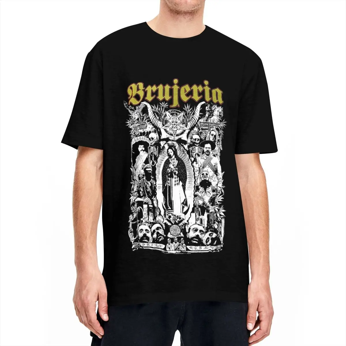 Casual Brujeria Band T Shirt Men Cotton Short Sleeve Round Neck Summer Clothes