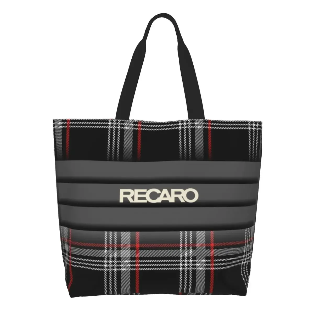 Recaros Logo Groceries Shopping Bag Kawaii Printing Canvas Shopper Shoulder Tote  Large Capacity Portable Handbag