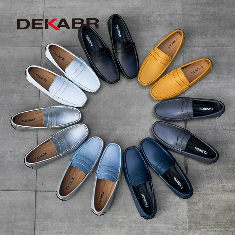 DEKABR Loafers Shoes Men Fashion Shoes New Spring Comfy Men\'s Flats Moccasins Classic Original Leather Men Casual Shoes