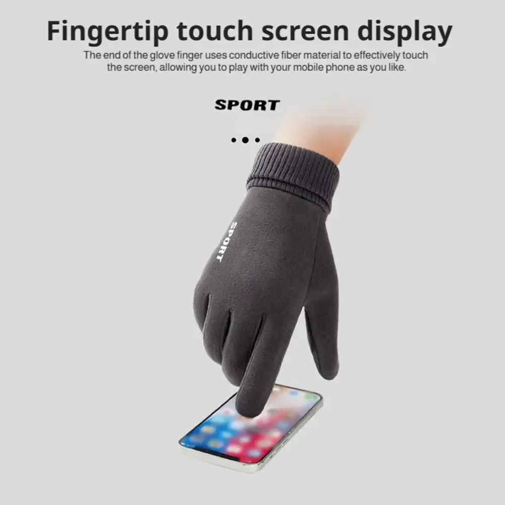 

Осенне-зимние замшевые перчатки с длинными пальцами для езды на велосипеде на открытом воздухе, теплые флисовые противоскользящие перчатки с сенсорным экраном для мужчин и женщин U5a6