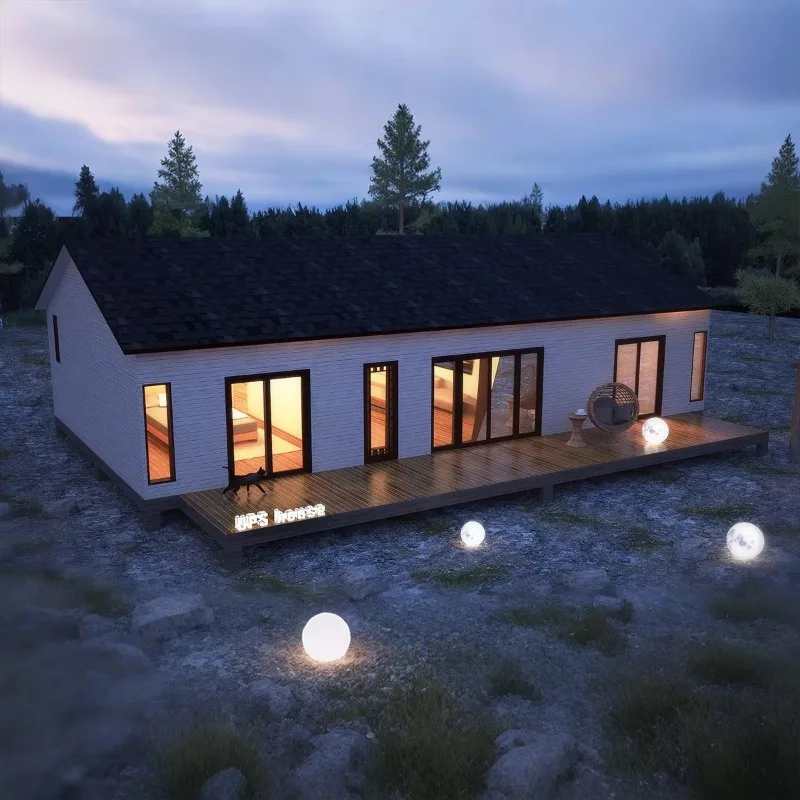 Low Cost Modern Design Light Steel Prefabricated Villa Modular House Prefab House Foldable House for Big Family Double Wing