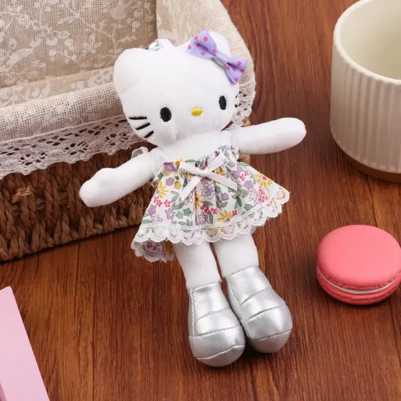 1pc sanrio chaveiro hellokitty bonito premium chapéu de palha boneca de pelúcia mochila pingente menina quarto vestir espelho quadro decoração