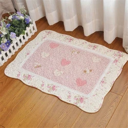 Small Fresh Floral Pattern Cotton Home Decoration Floor Mat Bathroom Anti-slip Foot Pad Living Room Porch Dirt Resistant Carpet