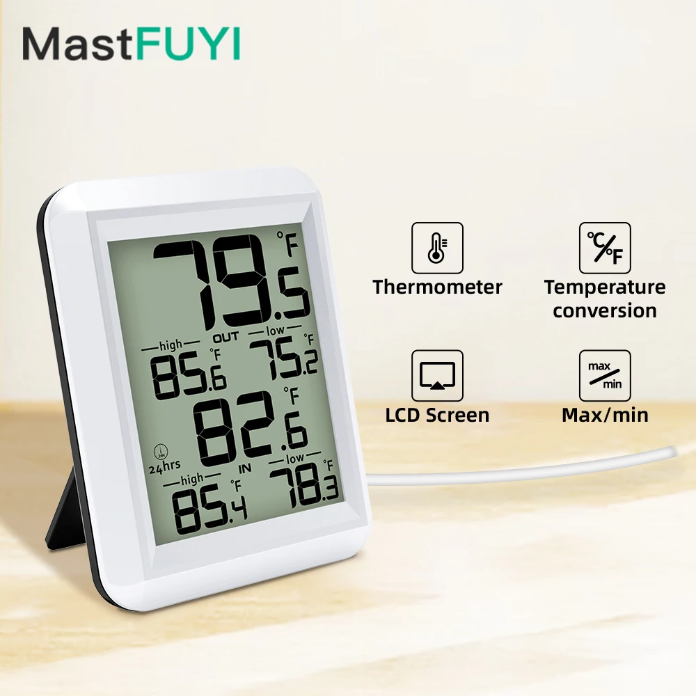 

MASTFUYI Digital Thermometer Function Outdoor Indoor LCD Wireless Temperature Meter Electronic Thermometer Weather Station