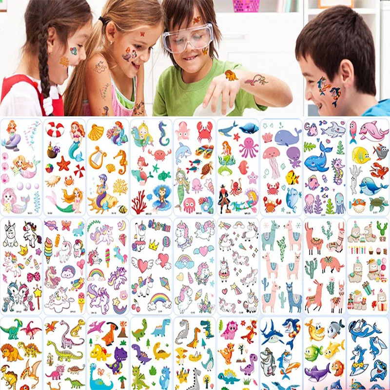 10PCS New Children's Temporary Tattoos Body Art Arm Fake Tatoo for Kids Animal Cartoon Tattoos Stickers Fake Tattoo Stickers