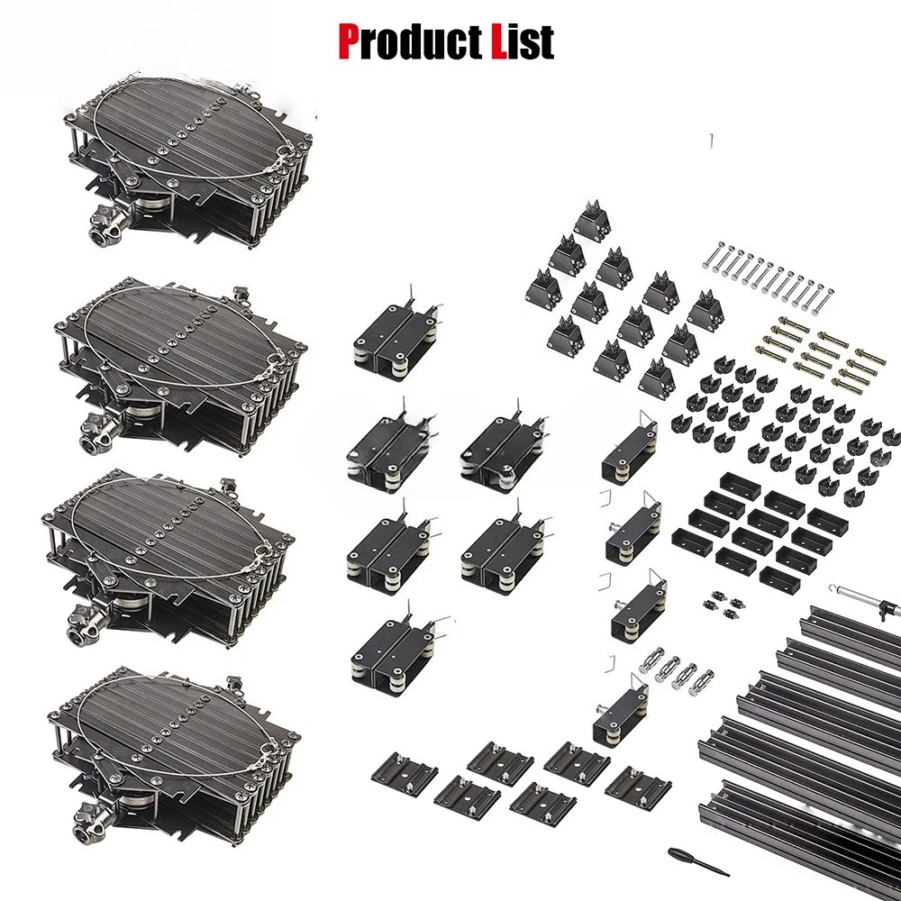 

QH-B3304 Photo Studio Ceiling Rail Track System with 4 Pantographs Telescopic Light Hanger Kit