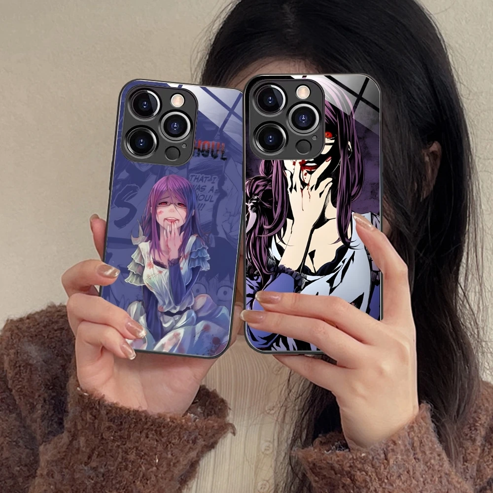 Tokyo Ghoul Rize Mobile Cell Phone Case for iPhone 15 14 13 12 11 X XR XS 8 Pro Max Plus Mini PC Glass Phone Cover Shell