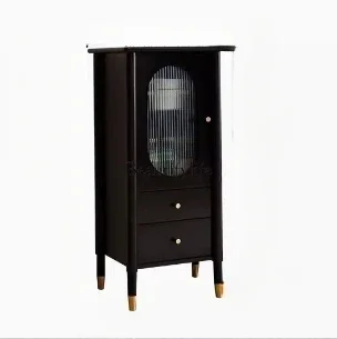 

Cabinet Modern Minimalist Solid Wood Low and High Cabinet Living Room Wine Cabinet Storage Clothes Closet Black French Entry Lux