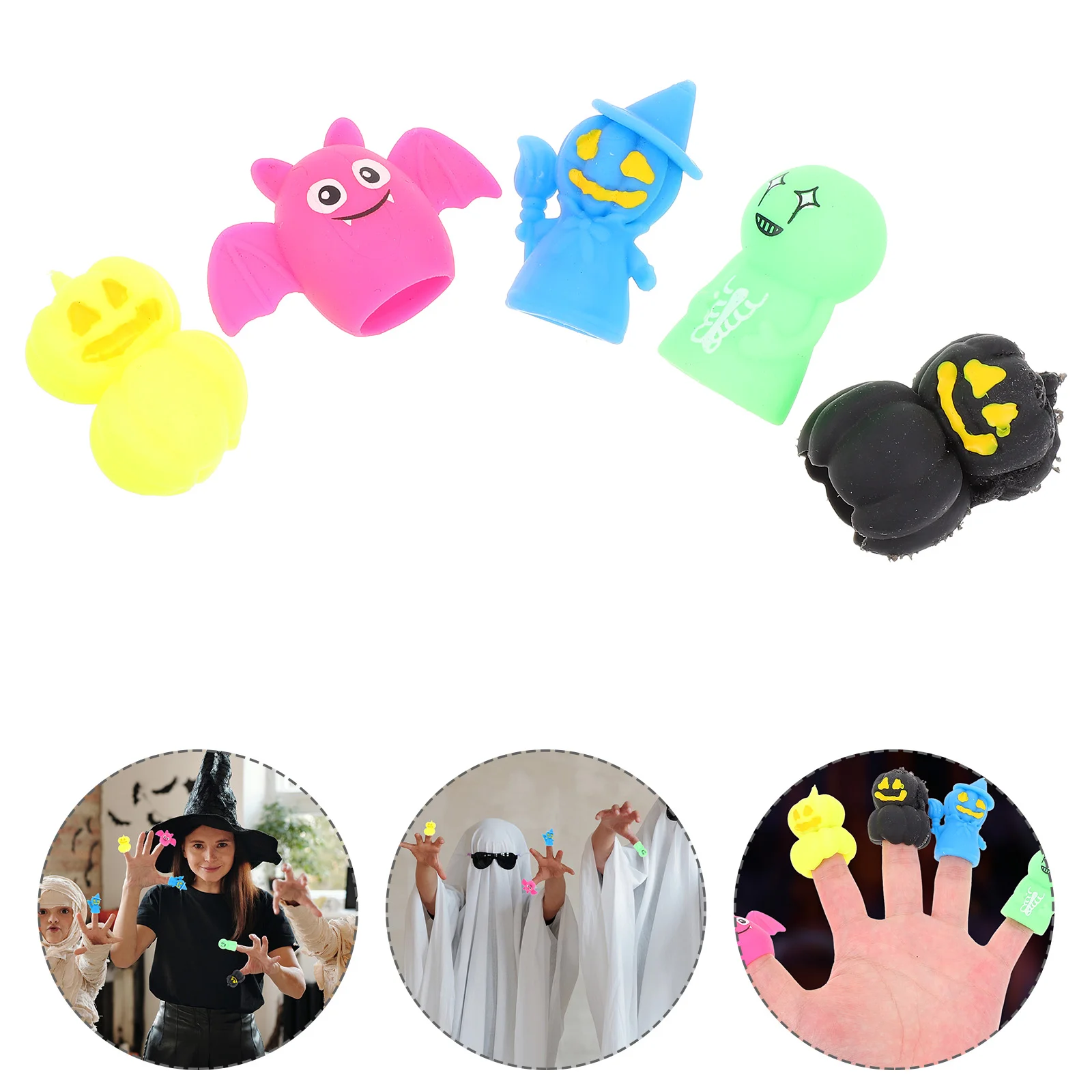 5 Pcs Finger Puppet Cot Pumpkin Pen Set Toy Halloween Witch Bat Puppets Bulk Cute