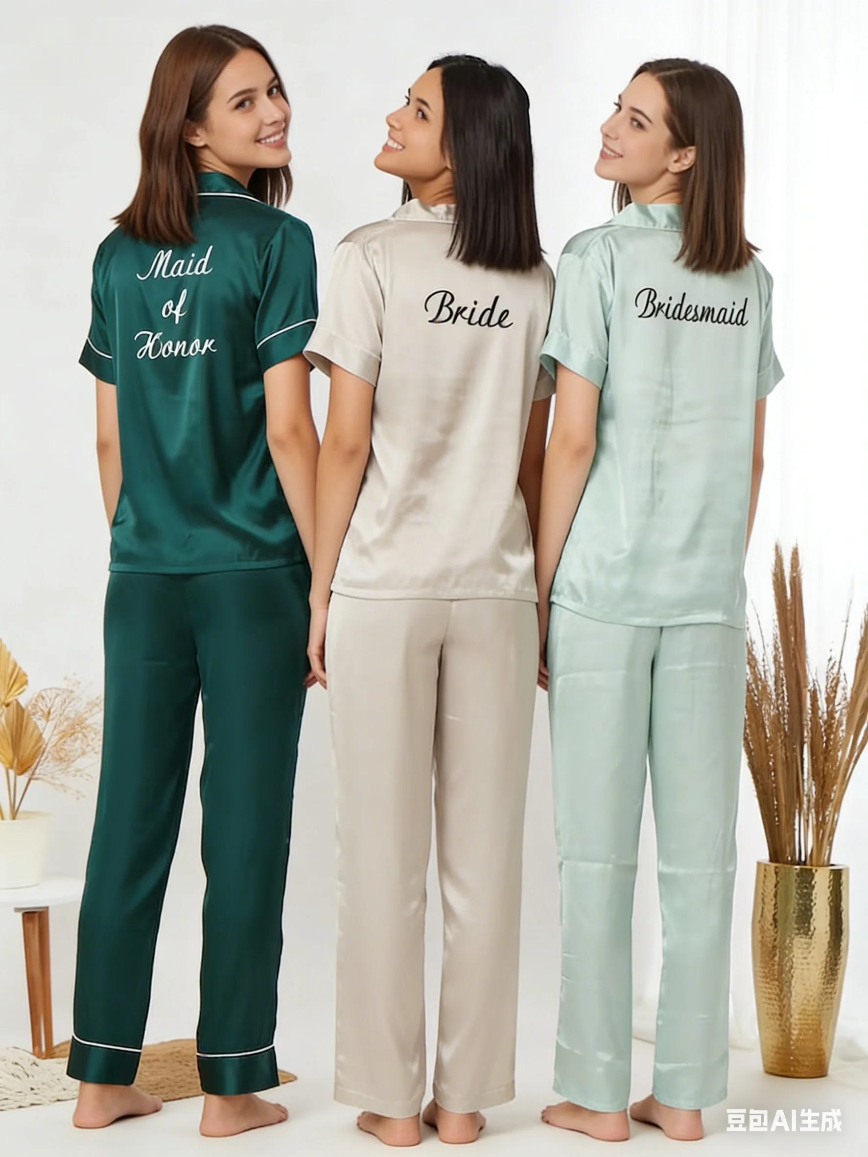 

Комплект атласных пижам для подружек невесты цвета шалфейно-зеленый, короткие пижамы для предложения подружкам невесты, домашняя одежда для свадебной вечеринки