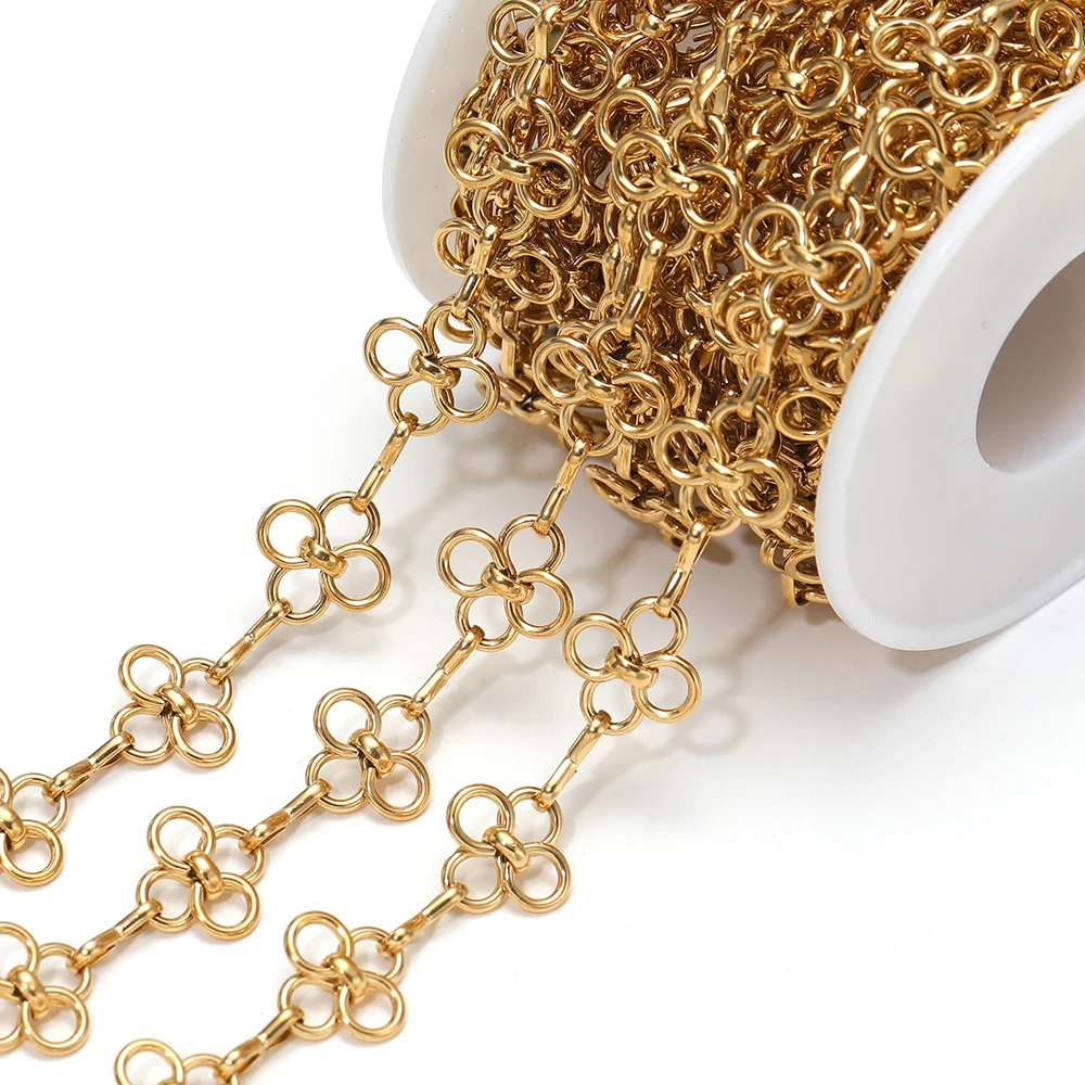 1 Meter No Fade Stainless Steel Flower Bow Knot Chains Handmade Chains for Necklace Bracelet Supplies DIY Women Jewelry Making