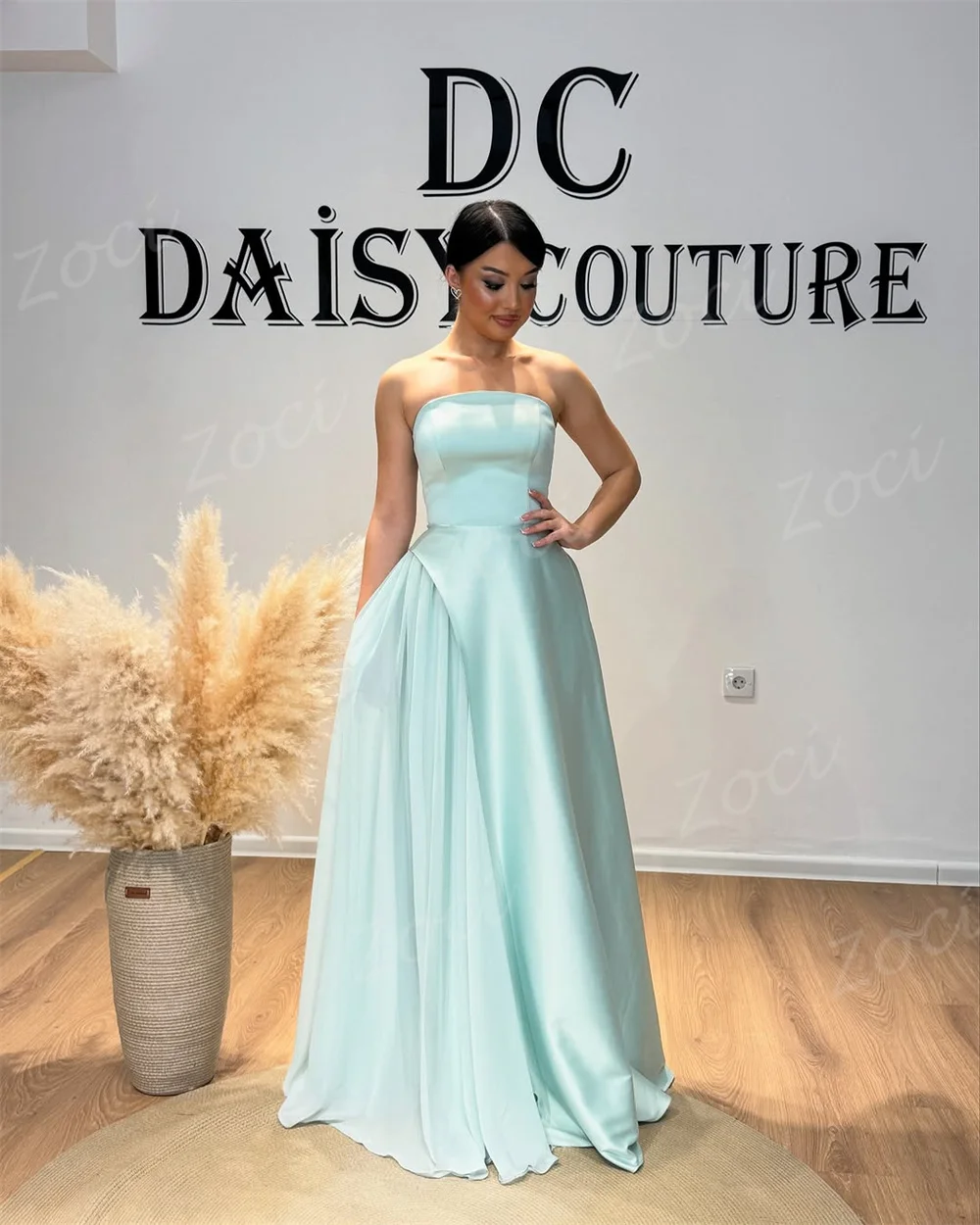 Zoci أنيقة الساتان الشيفون ألف خط فساتين لحضور الحفلات الموسيقية مخصصة حمالة الزفاف مساء فستان المرأة مناسبة خاصة رداء حفلات