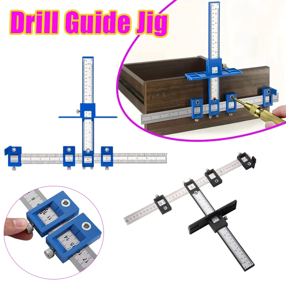 Professional Door Handle Pulls Installation Tool Kit Adjustable Self Centering Drill Guide Jig for Cabinet Wardrobe Knob