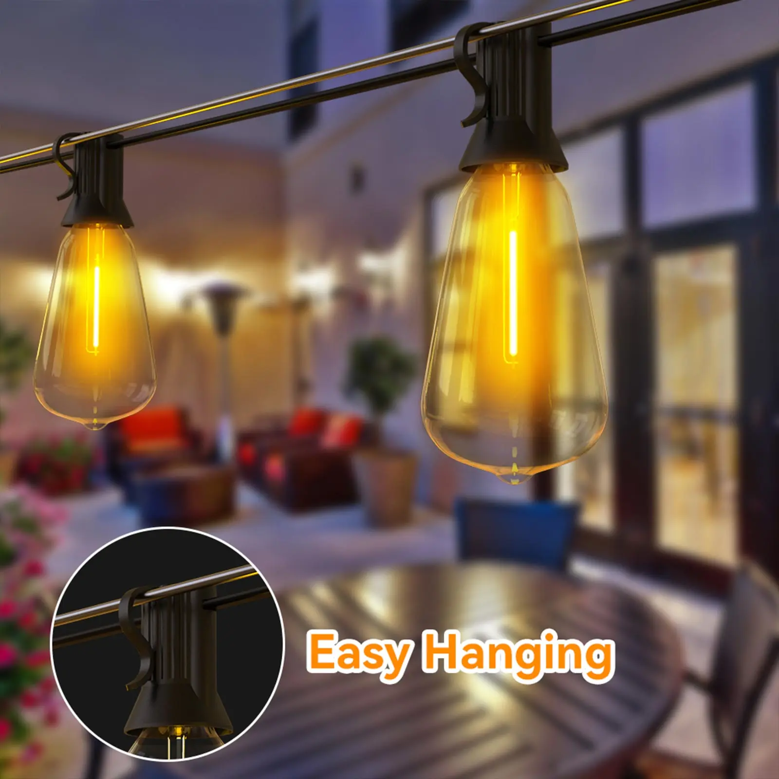 24M ST38 LED String Light Outdoor Lights Garden Globe LED Garlands Retro Wedding Backyard Decoration Garden Patio Light String