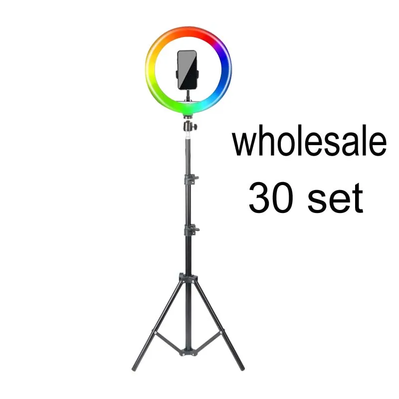 

Whole Box Wholesale 10 14 Inch 26 30 Cm Ring Light Can Matched 160 200cm Tripod Live Show Photography Lamp Mobile Phone Holder