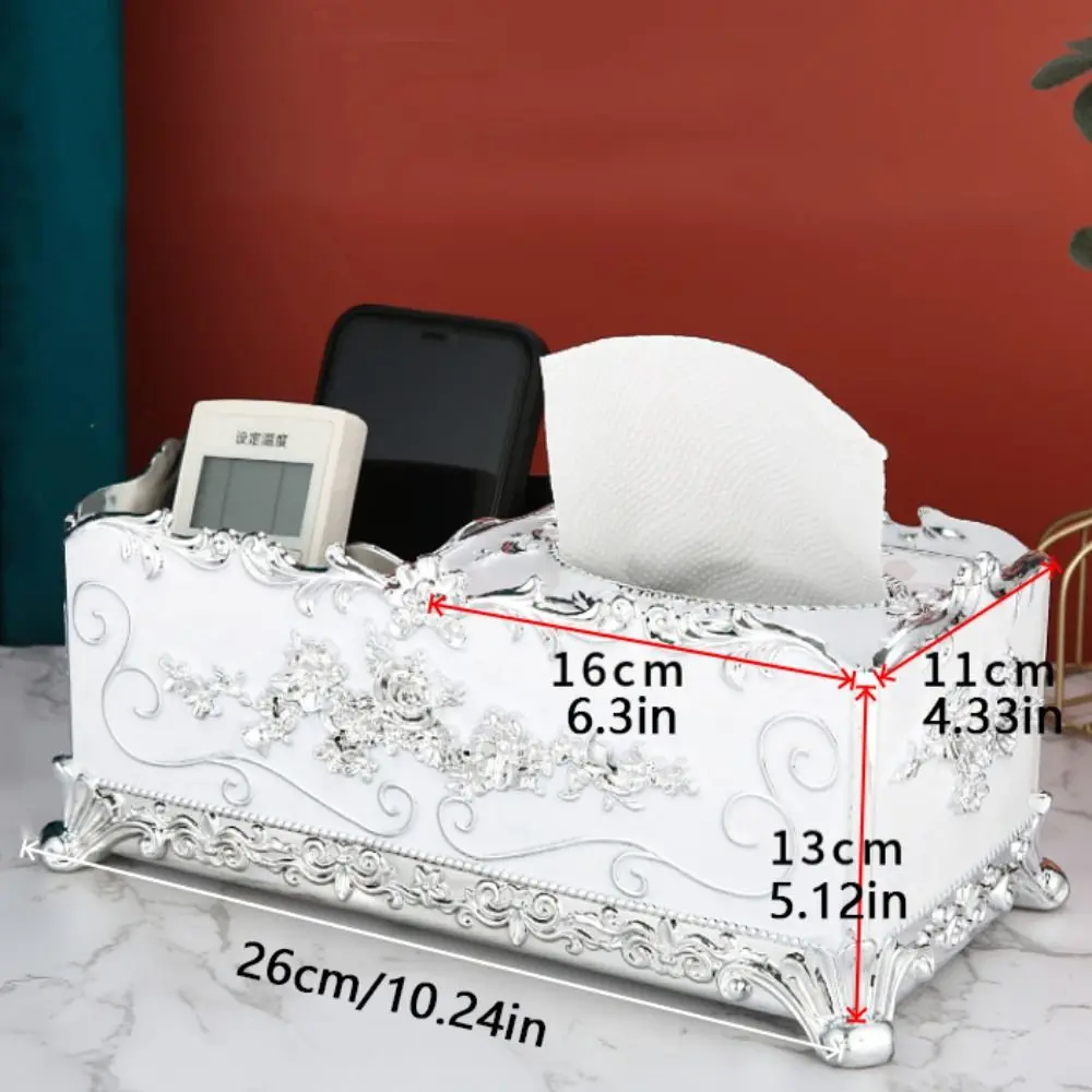 Multifunctional Tissue Box European Style Acrylic Paper Holder Rack Luxury Retro Remote Control Storage Basket Bathroom