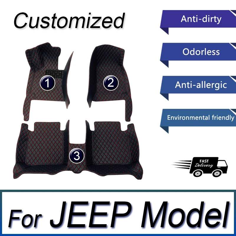 Car Floor Mats For JEEP Grand Cherokee Wrangler Commander Cherokee Compass Renegade Liberty Gladiator wangler TJ Car Accessories