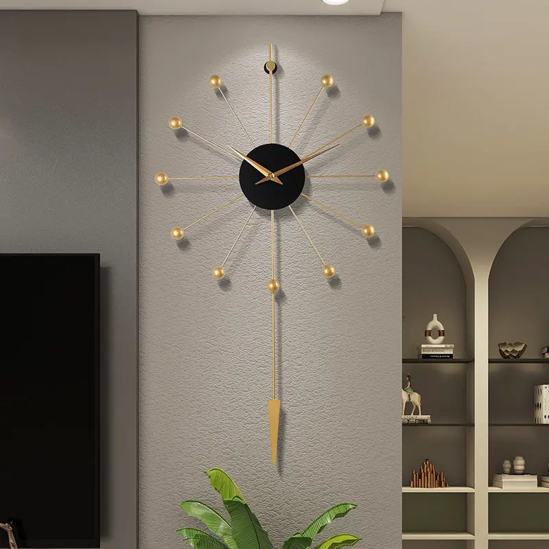 

Nordic Metal Number Wall Clock Round Classic Living Room Silent Big Wall Clocks Aesthetics Art Restaurant Clock Room Decoration