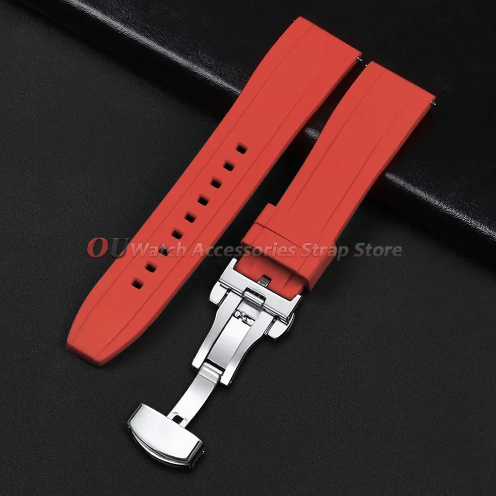20mm 22mm Silikon-Uhrenarmband für Seiko, Rolex, Omega, Schnellverschluss-Uhrenarmband mit Schmetterlingsverschluss, Gummi-Armbänder für Damen und Herren – Detail 12