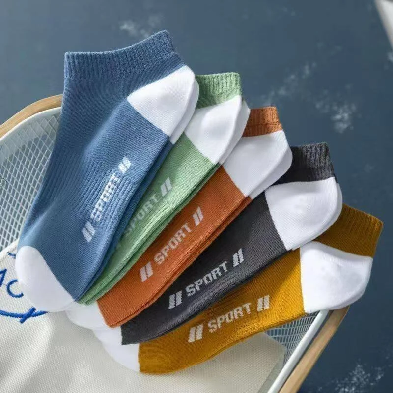 5 Pairs Men'S Sports Ankle Socks Breathable Cotton Low Cut Moisture Wicking Anti-Odor Casual Running Summer Thin Socks For Men