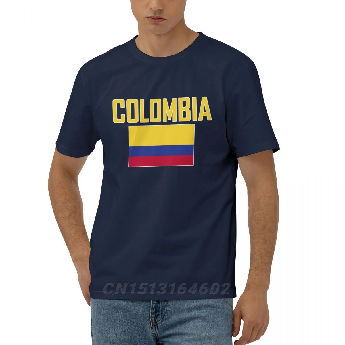 100% Cotton COLOMBIA Flag With Letter Design Short Sleeve T shirts Men Women Unisex Clothing T-Shirt Tops Tees 5XL