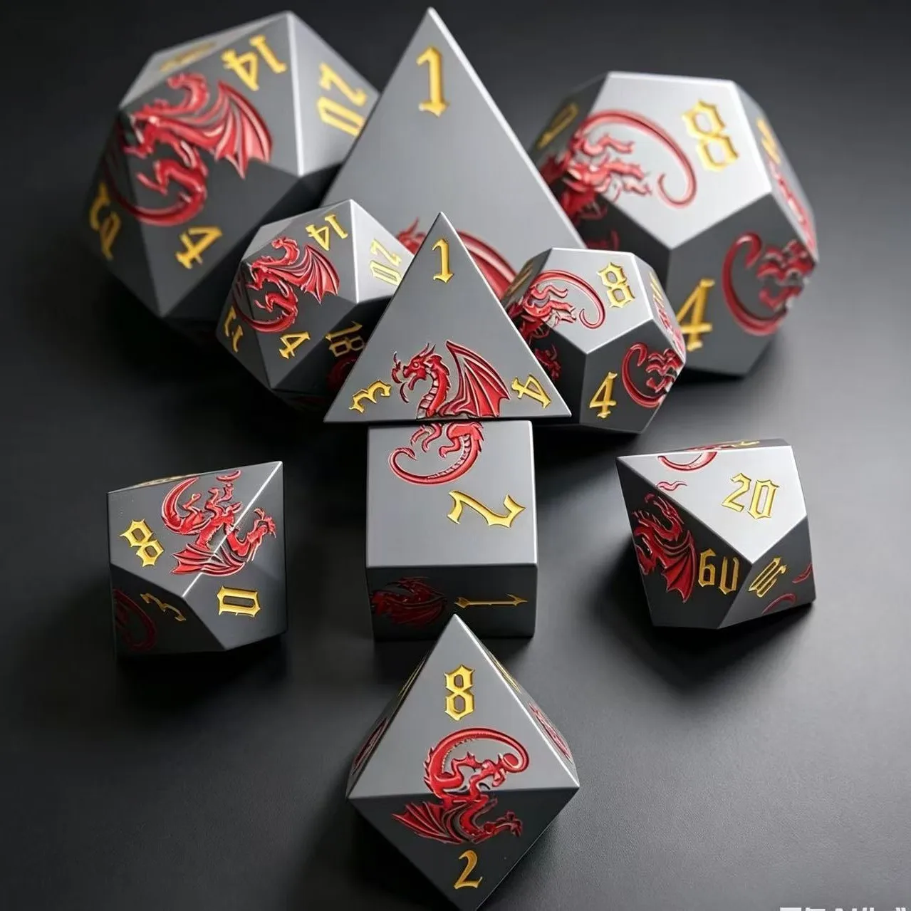 

7PCS Dragon Solid DND Dice set Metal cube for Dungeons & Dragons Board Game COC D&D Dice Polyhedron RPG Dices set