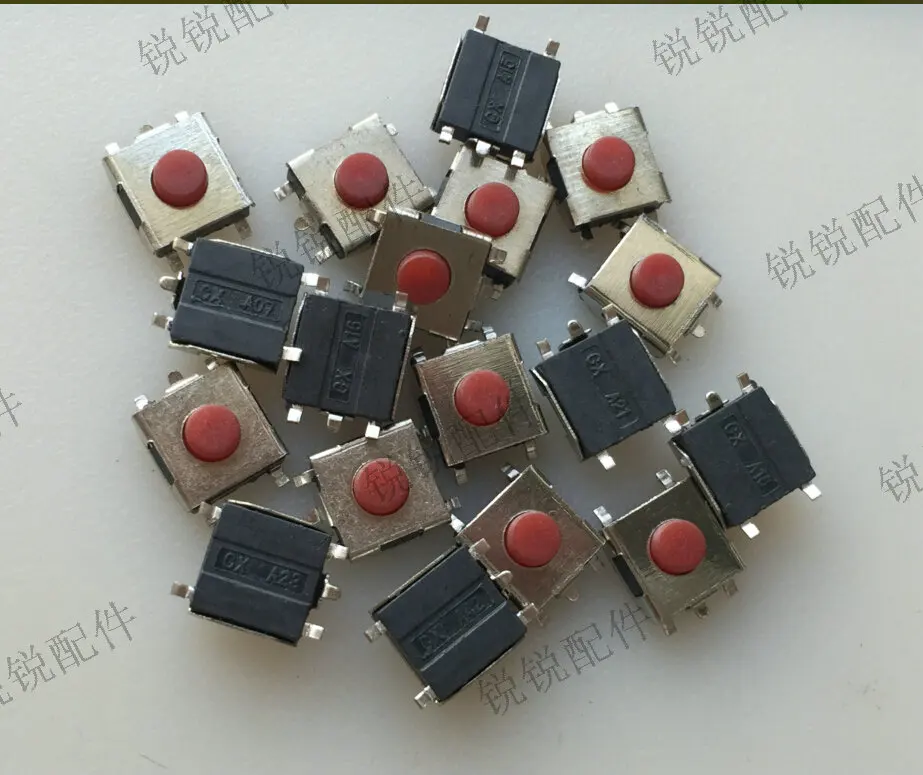 For  Touch switch 6.2*6.2*3.1 Red button Patch five-pin 6.2x6.2 *3.1 key switch