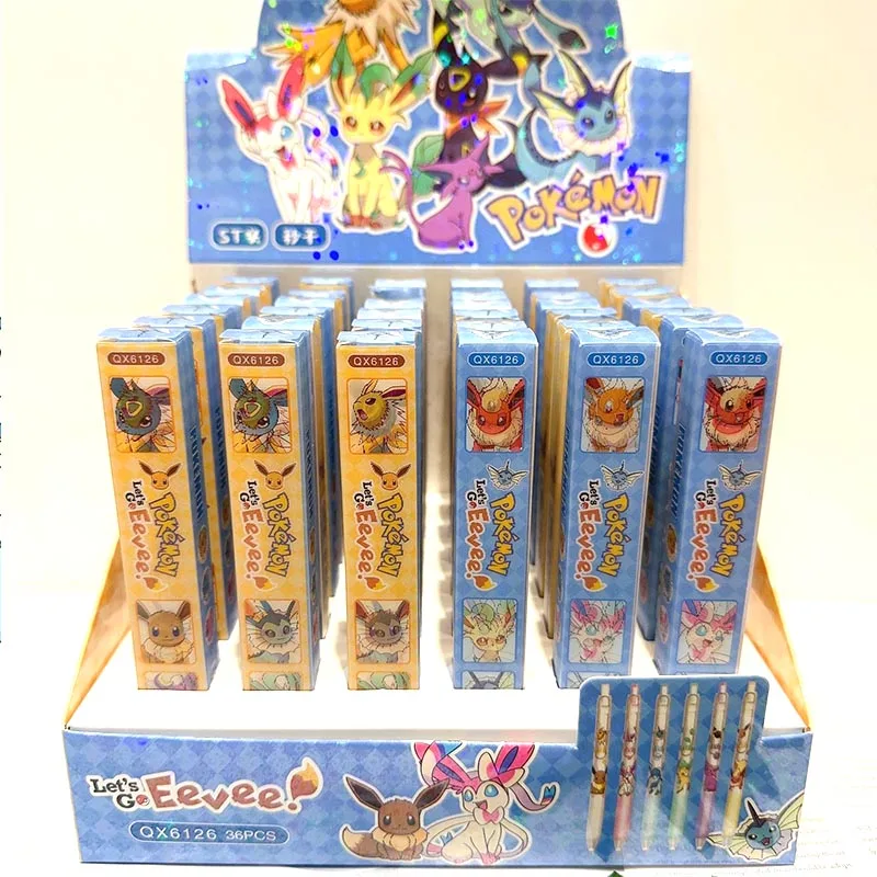 

36pcs/lot Creative Pokemon Press Gel Pen Cute 0.5mm Black Ink Signature Pens Promotional Gift Office School Supplies