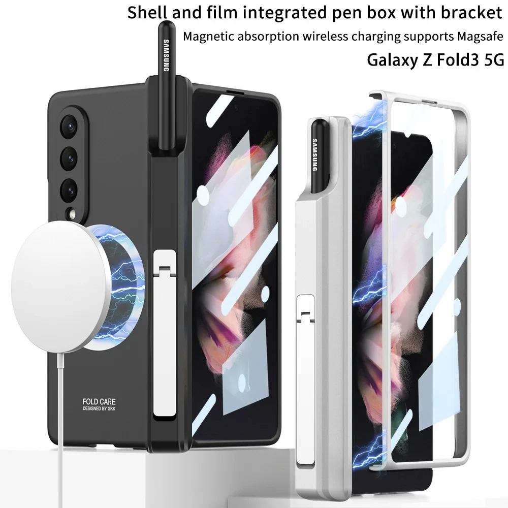 

Magnetic Magsafe Case Supports Wireless Charging With Pen Slot Shell Membrane For Samsung Galaxy Z Fold5 Z Fold4 Z Fold3 Cover