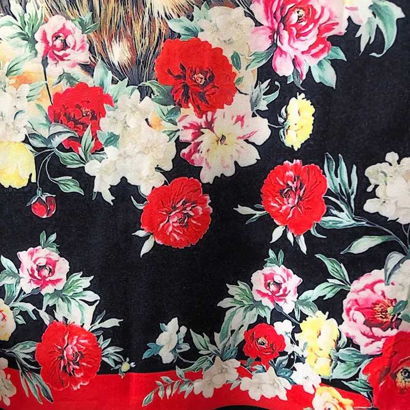 European Lion Flower Print Shirt Streetwear Hip Hop Fashion Aloha Tropical Top Hawaiian Beach Shirts Camisa Floral Masculina