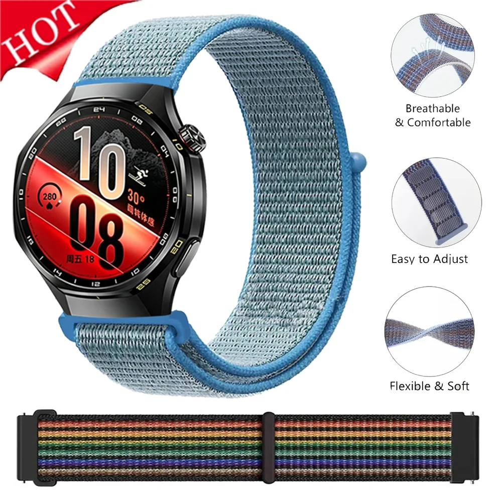 20mm 22mm Nylon Strap for Huawei Watch GT7-6-5-4 Pro Sports Comfortable Band for Amazfit Active 3/Max/Bip Max-6 Replaceable Belt