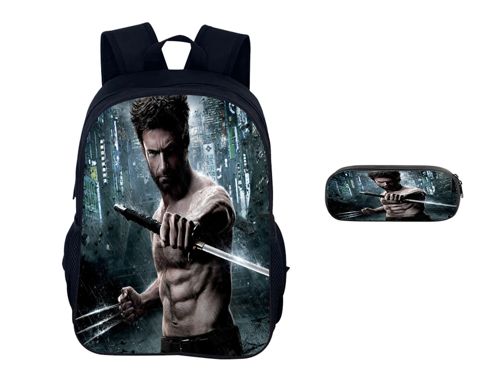 

Student Trendy Schoolbag and Pencil Case,Marvel Wolverine Classic Daily Knapsack Canvas Backpack for School,Travel