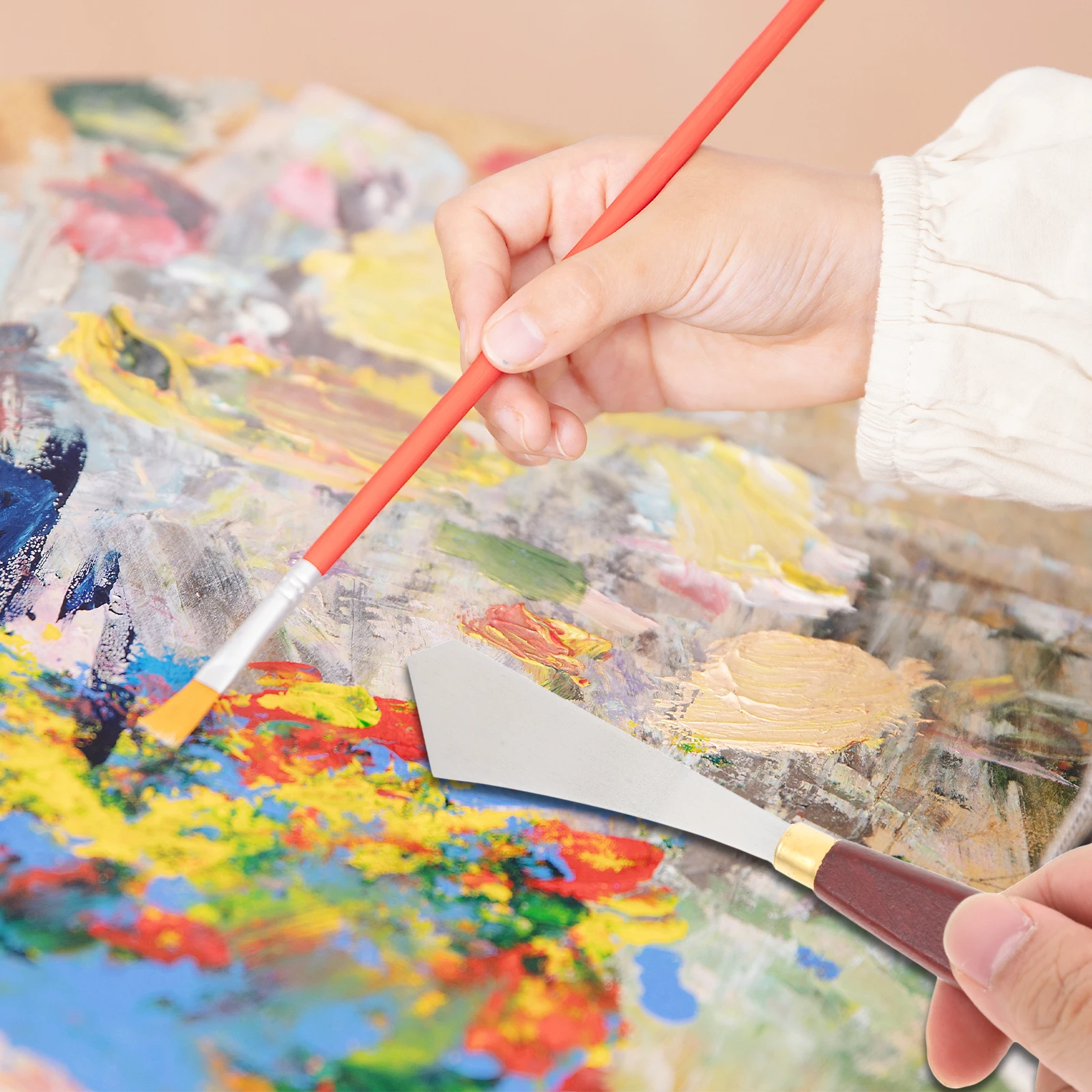 

4Pcs Art Painting Tools Set Stainless Steel Drawing Scraper for Oil Acrylic Painting Supplies Color Mixing Spatula Pigment