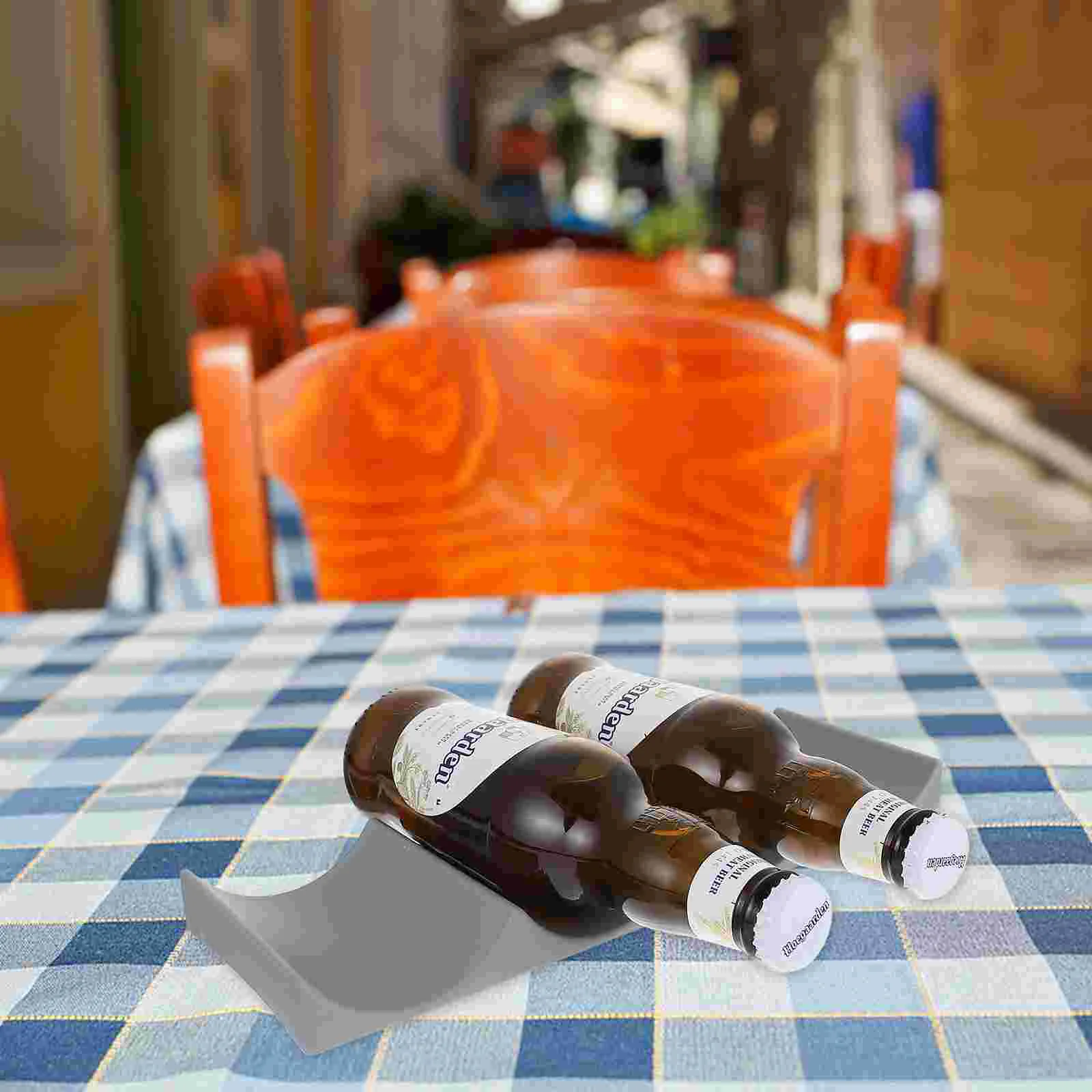 

2 Pcs Organizer Bottle Rack Drinks Wave Shape Soda Dark Grey Brackets for Shelves