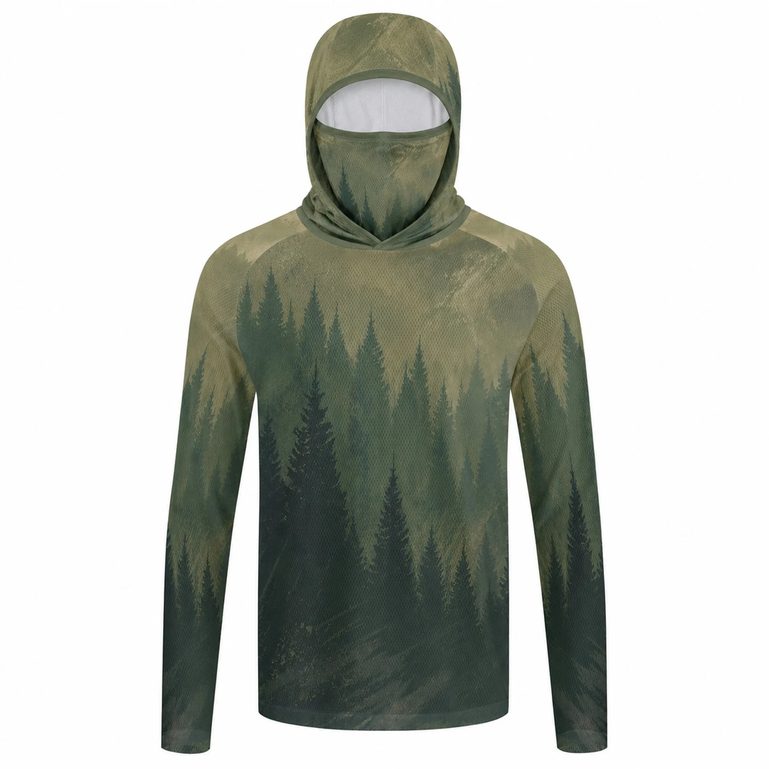 Men's Hooded Fishing Shirt with Face Mask  Sun Protection Long Sleeve Outdoor Performance Hoodie